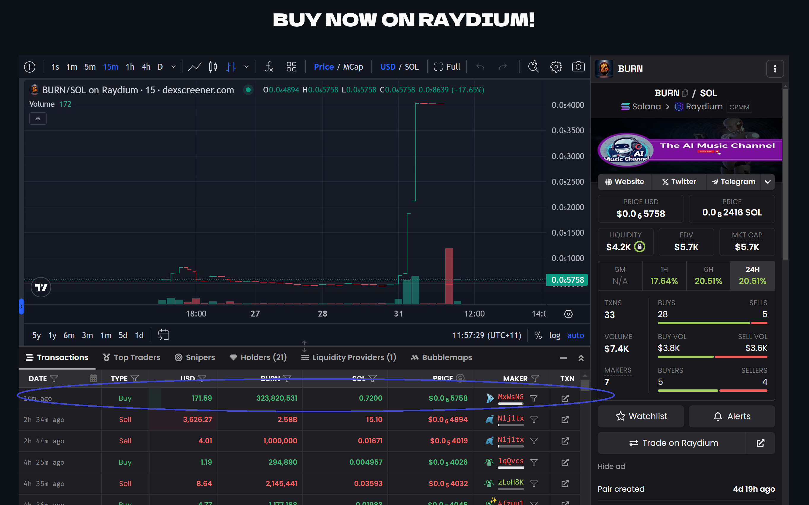 Screenshot of our BURN transaction Screenshot of our BURN transaction